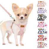 SlowTon no pull harness pink daisy xxs front view for small dogs