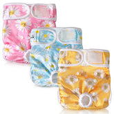 SlowTon female dog diaper with adjustable buttons for a secure heat-cycle fit