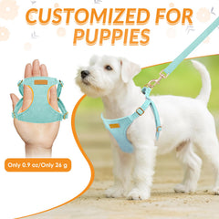 SlowTon XXS dog harness light blue, side view showing ergonomic fit