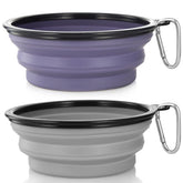 SLSON collapsible dog bowl open purple-gray for travel hydration.