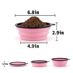 SLSON dog bowl with belt buckle attachment for hands-free walking.