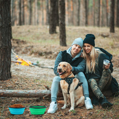 SLSON foldable dog bowl laid flat for compact storage.