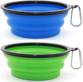 SLSON large dog bowl blue-green collapsible setup for easy travel.
