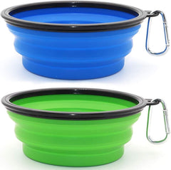 SLSON large dog bowl blue-green collapsible setup for easy travel.