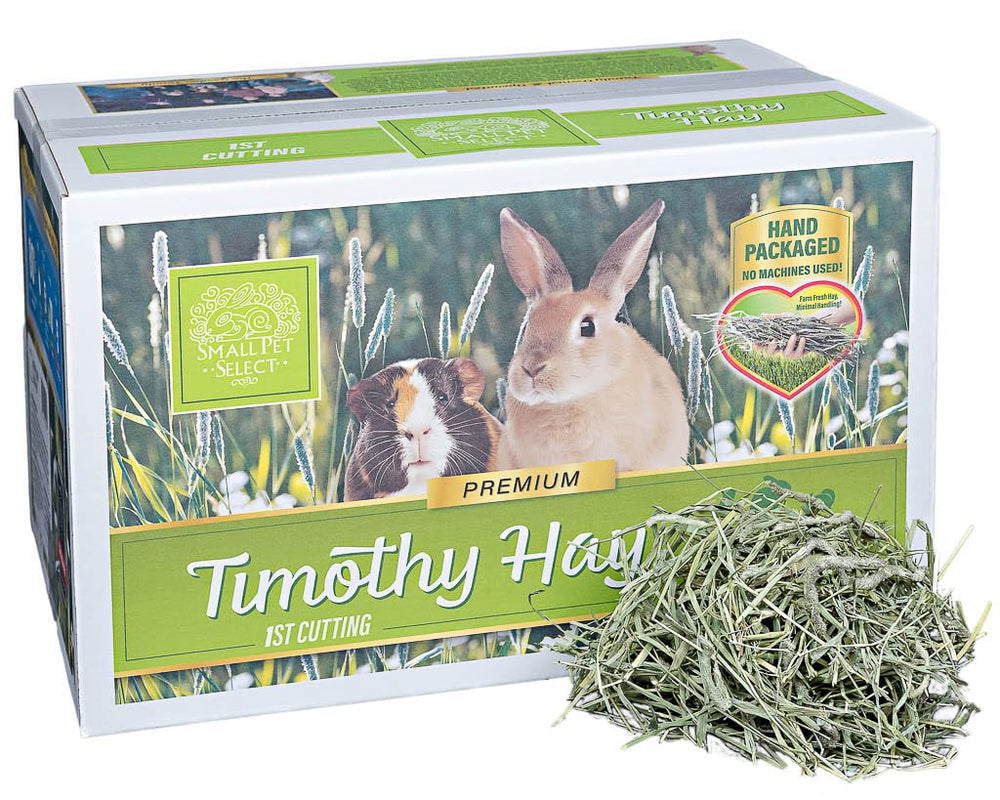 Small Pet Select 1st Cut Timothy hay bale highlighting fiber-rich content
