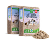 Small Pet Select brown paper bedding open bag showing easy setup and odor control.