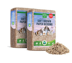 Small Pet Select brown paper bedding open bag showing easy setup and odor control.