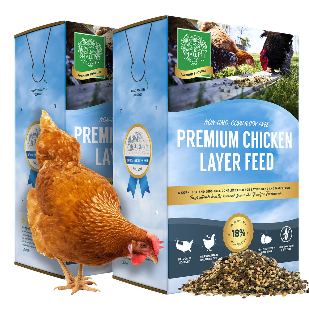 Small Pet Select Chicken Layer Feed Pellets bag showcases fresh, nutritious swallow for laying hens
