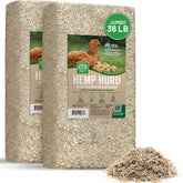Small Pet Select hemp hurd bedding demonstrates high absorbency in a cozy coop corner.