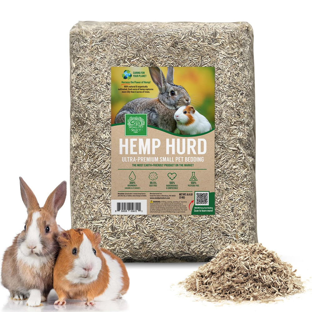 Small Pet Select Hemp Hurd Bedding demonstrates high absorbency for drier cages.