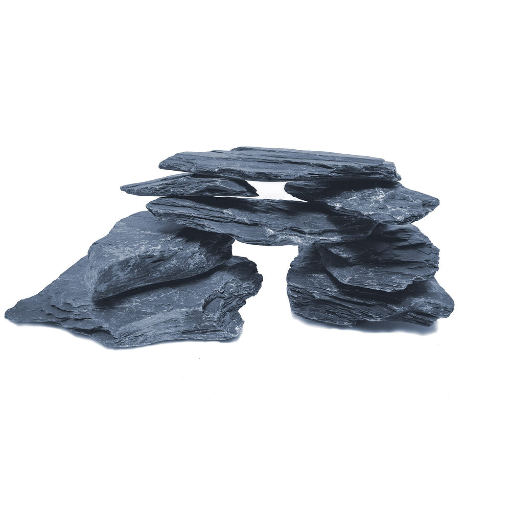 Small World Slate & Stone natural slate stones in a box for easy aquascaping.