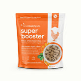 Smallbatch freeze-dried dog treats bites close-up, high-protein chicken for active pets.