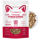 Smallbatch Freeze-Dried Raw Cat Food beef recipe in bag, high-protein option for carnivore cats.