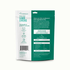 Smallbatch lamb liver treats bag closeup highlighting natural ingredients