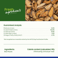 Smallbatch Pets blue mussels treat serving shows versatile usage for pets.