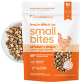 Smallbatch Pets freeze-dried chicken 20oz bag closeup showing protein-rich morsels for meals.