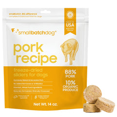 smallbatch Pets pork patties ready to hydrate for a complete meal