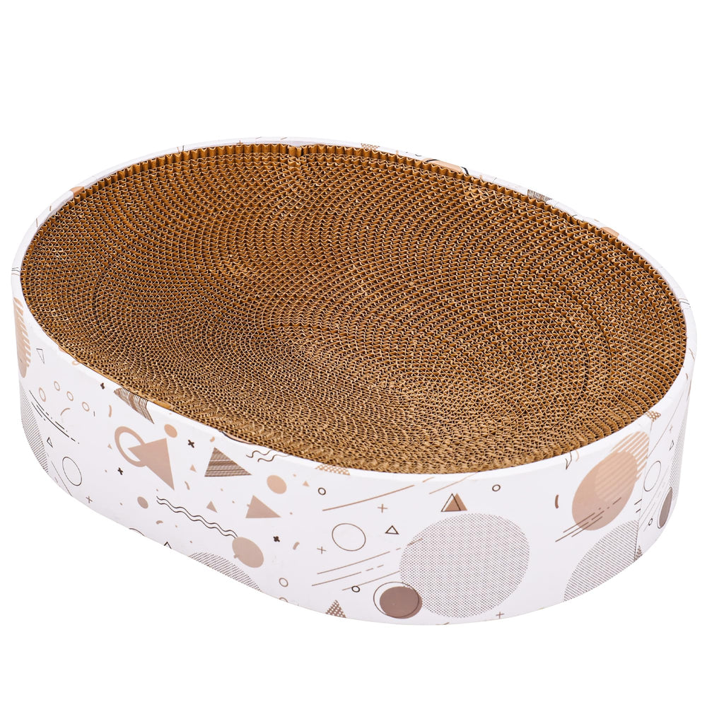 SMARTBEAN oval-sturdy-cat-scratching-pad showcases breathable cardboard for durable scratching.