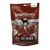 SmartBones Grill Masters Ribs Half Racks package shows rawhide-free dog chews for safer chewing.