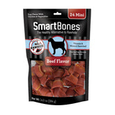 SmartBones Mini Chews with real beef: bone-shaped treat for easy digestion and teeth support.