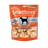 SmartBones Mini Chews with sweet potato outside and chicken inside, easy-to-digest dog treat.