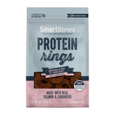 SmartBones Protein Rings with salmon and chickpeas in a resealable pack; savory dog treat
