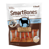 SmartBones Small Bones chews with real chicken and peanut butter; 6-pack may support dental care.