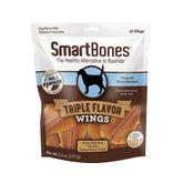 SmartBones triple flavor wings with real chicken, beef and pork for a tasty dog treat.