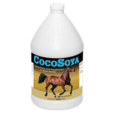 SmartEquine CocoSoya Oil bottle pour suggesting potential coat gloss.