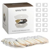 Smartoo replacement filters 12-pack for PTM-643 fountain, enhances water freshness.