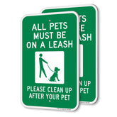 SmartSign All Pets Must Be On Leash sign front view enhances visibility for outdoor areas