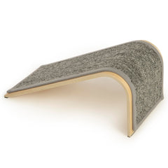 SmartyKat Carpet Angle Scratch Ramp wooden base provides stable climbing support.