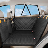Smatto dog car seat cover with back seat hammock protects upholstery during rides.