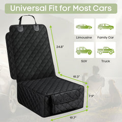 Smatto dog seat cover side flaps protect seat edges during trips.