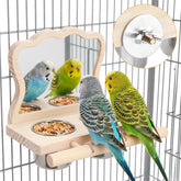 SMICEM bird perch platform mirror offers interactive enrichment for curious birds.