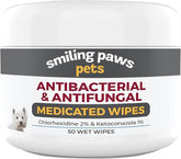 Smiling Paws Pets antibacterial wipes bottle pour for easy application on dogs and cats.