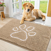 Smiry dog door mat muddy paws closeup shows absorbent chenille texture and comfort.