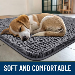 Smiry door mat with non-slip backing stays put on dry floors.