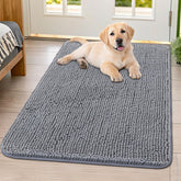 Smiry dog door mat close-up shows plush chenille and soft touch for muddy paws