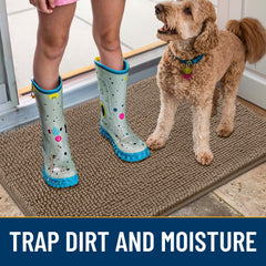 Smiry mat with non-slip rubber backing stays put on dry floors.