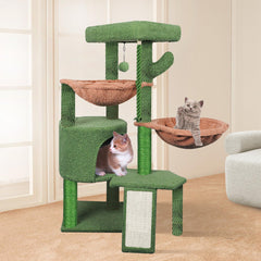 Smouatou Wang Xin cat condo and hammocks for resting.