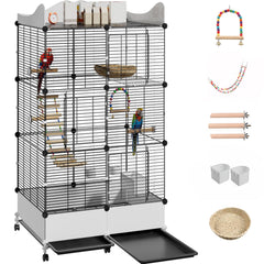 SNAAT 57-inch encrypted bird cage with top storage shelf keeps toys organized.