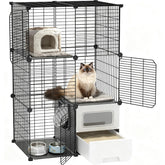 SNAAT cat cage with built-in indoor litter box area for clean play