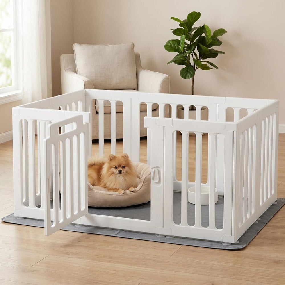 SNAAT dog playpen with door closed for secure indoor and outdoor use.