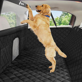 Snagle Paw dog seat cover base provides sturdy backseat support for large dogs on trips
