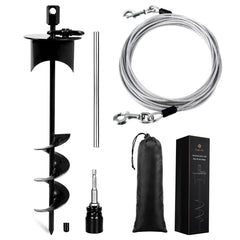Snagle Paw lock-cap stake with 30ft dog tie-out for outdoor use.