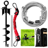 Snagle Paw lock-cap stake stabilizes in wet ground for secure outdoors play