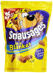 Snausages In a Blanket snack with cheese exterior for tasty bites