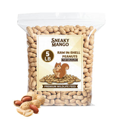 Sneaky Mango raw peanuts in shell bag ready for backyard wildlife feeding.