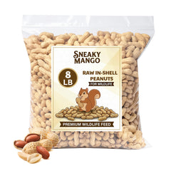 Sneaky Mango raw peanuts in shell shown in a bag for wildlife feeding.